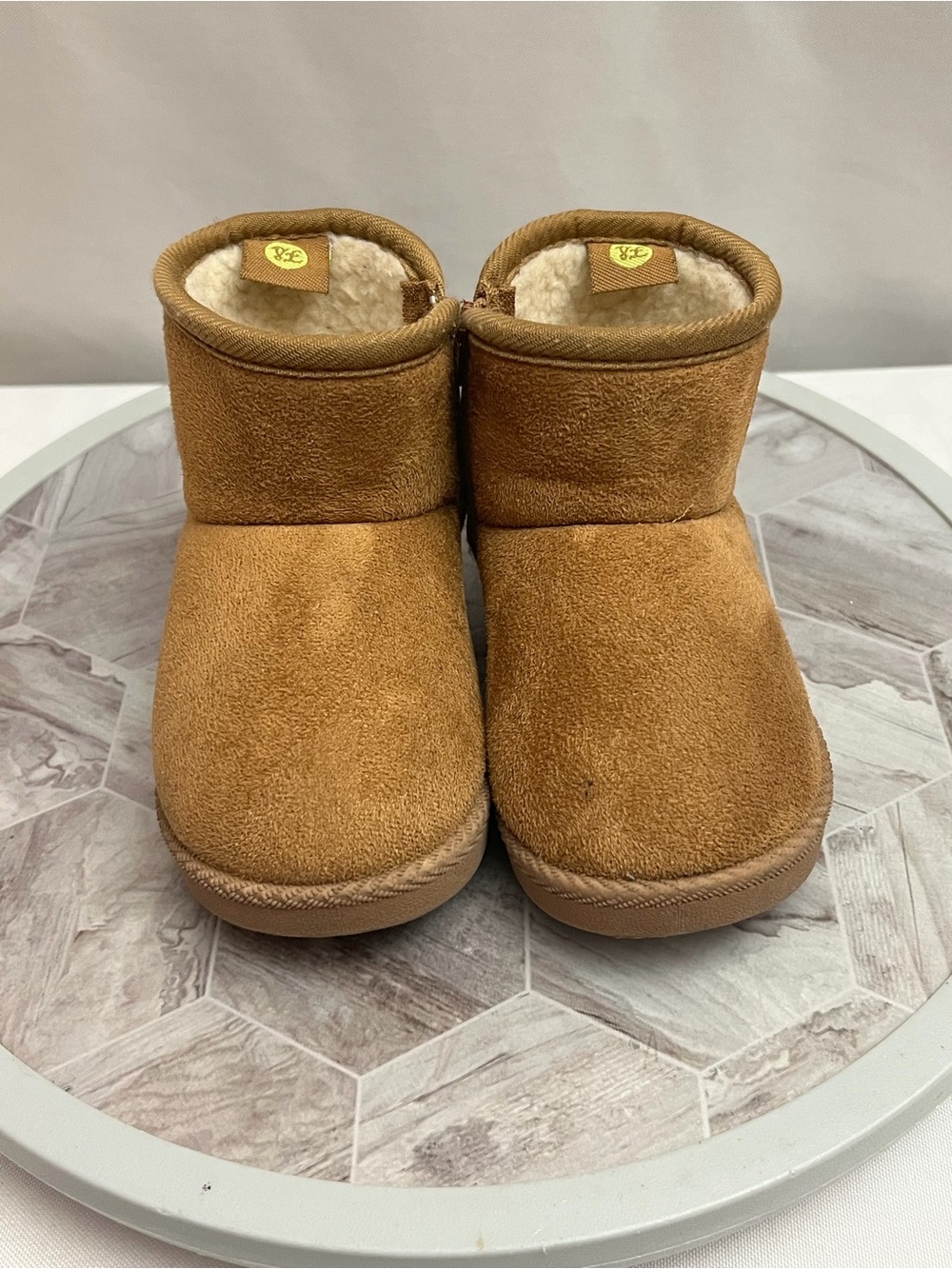 First Steps Toddler Girls Brown Faux Suede Sherpa Lined Ankle Boots Size 5